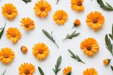 Wall Mural - Marigold blossom on light backdrop