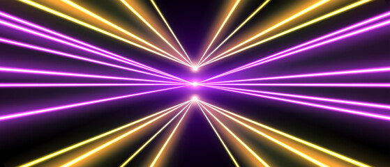 Wall Mural - laser rays or beams, glowing neon lines, bright futuristic background. motion or speed light effect.