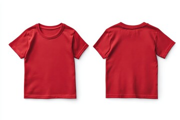 Red children s t shirt mockup front and back isolated Simple red shirt template T shirt design mockup Unprinted tee for graphics