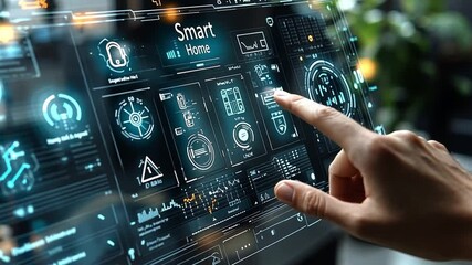 Poster - Interactive control panel displays smart home features with digital interface
