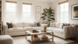 © luke - Cozy Sunlit Living Room with White Sofa and Modern Decor