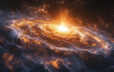 Wall Mural - vibrant galaxy cosmic scene with radiant star and shimmering constellations in ethereal lighting