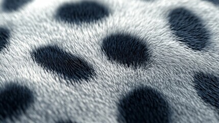 Aufkleber - This close-up reveals the fascinating texture and unique patterns of fur on an animal skin, highlighting the contrast between dark spots and soft, fine hairs, illuminated beautifully