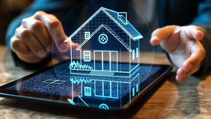 Poster - Digital home design concept using tablet technology for modern architecture visualization