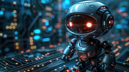 Poster - Futuristic small robot on circuit board. (1)