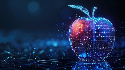 Poster - Glowing digital apple with network connections.
