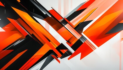 Poster - Abstract design featuring sharp angles and vibrant colors in red, black, and white.