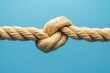 © Minerva Studio - Strong knot tying two ends of rope against blue background