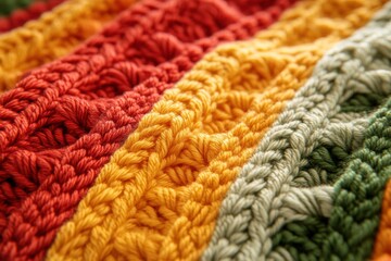 colorful knitted wool showing autumnal colors creating warm feeling