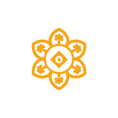 Poster - Geometric flower Floral icon. Mandala icon ornamental design element. Template for laser cutting or engraving. illustration of religious ornaments for many purposes. 