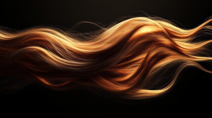 Poster - Long flowing strands of golden hair dance in the air, illuminated softly against a dark backdrop. This dynamic display evokes a sense of freedom and grace, inviting admiration