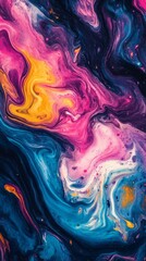 Poster - Abstract acrylic pour painting with swirling, vibrant colors