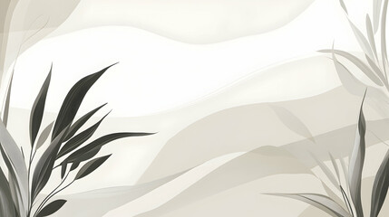 Wall Mural - abstract beige and gray background with dark leaves.