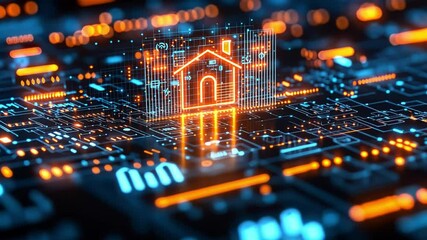 Poster - conceptual visualization of digital home integration with technology in a modern setting