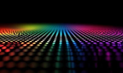 Poster - A vibrant, colorful gradient of dots creating a visually striking pattern on a dark background.