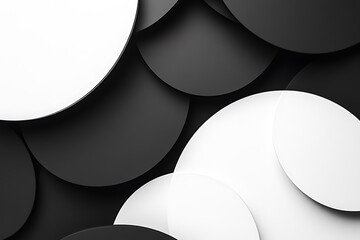 Poster - Abstract composition of overlapping black and white circles creating a modern design.