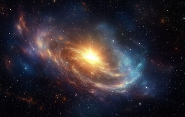 Wall Mural - vibrant cosmic scene with radiant galaxy and ethereal lighting in outer space