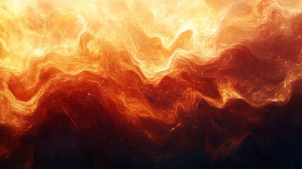 Poster - A stunning display of vibrant flames dances in the darkness, swirling hues of orange and red creating an intense yet mesmerizing spectacle, radiating warmth and power in the stillness of the evening