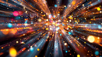 Poster - Dynamic burst of colorful lights and particles creating vibrant effect