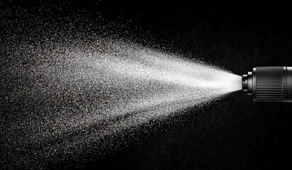 Poster - Fine mist spray from a spray bottle against a black background creating an artistic water effect