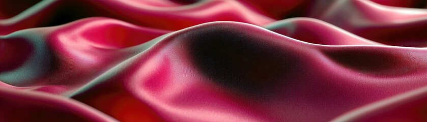 Poster - Glossy Red Satin Fabric with Elegant Waves and Soft Drapery for Textile and Fashion Backgrounds