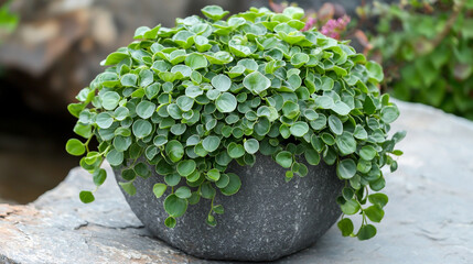 Wall Mural - Sophisticated gray stone planter emphasizing