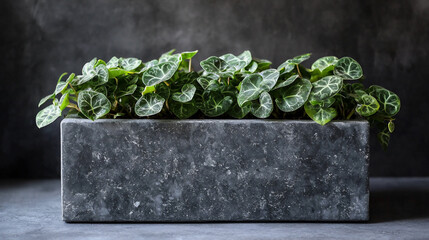 Wall Mural - Sophisticated gray stone planter emphasizing