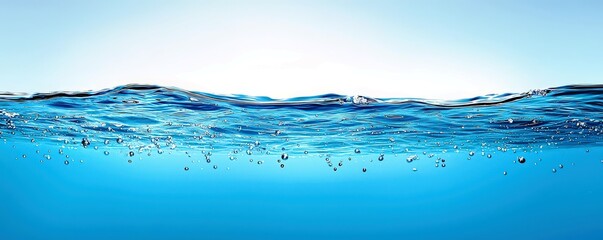 Poster - Tranquil Surface of Crystal Clear Water with Gentle Waves and Air Bubbles in a Bright Environment