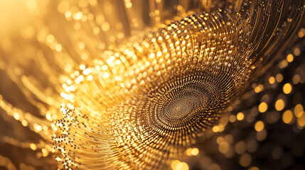 Poster - Swirling golden patterns form an abstract design of light and texture