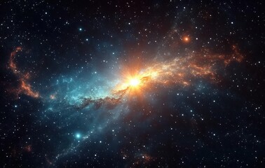 Wall Mural - vibrant galaxy with radiant star in cosmic scene