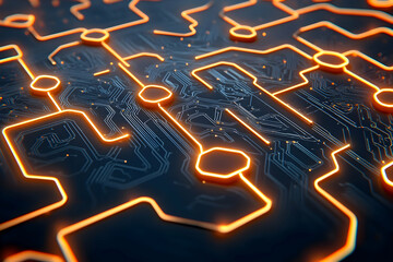 Poster - Abstract glowing circuit board pattern.