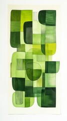 Poster - Intricate patterns form from rhythmic green ink, where bold shapes and delicate lines meet on a light background, creating a captivating visual experience that invites reflection