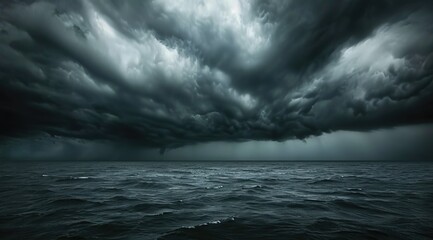 dark storm clouds over the ocean