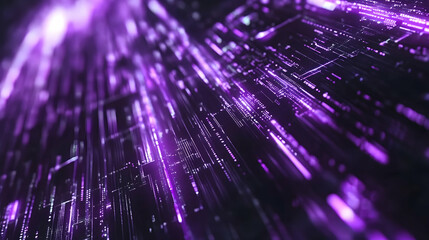 Poster - Abstract purple digital data stream, glowing lines and circuits.