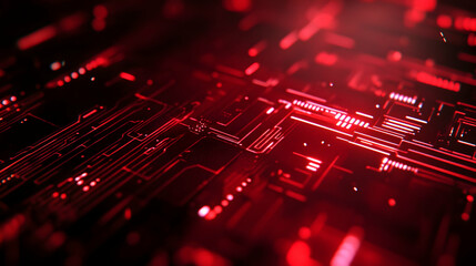 Poster - Abstract red circuit board technology background.