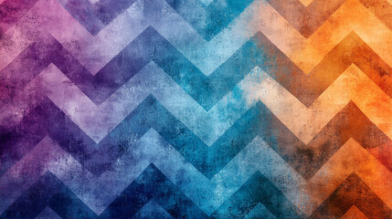 Poster - Colorful zigzag pattern with a vibrant blend of purple, blue, and orange tones