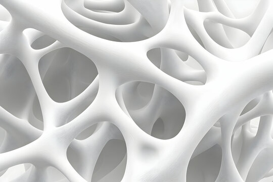 Abstract white organic structure, intricate network.