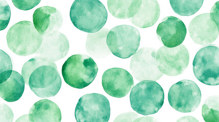 Poster - Watercolor circles in varying shades of green create a vibrant and fresh pattern