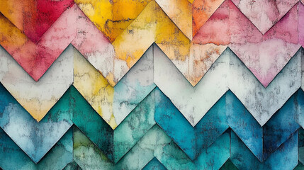 Poster - Vibrant zigzag pattern of colorful geometric shapes in abstract design