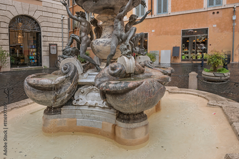 Tortoise Rome The Fontane delle Tartarughe, The Turtle Fountain, an Italian ...