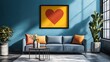 © ronok_90 - Minimalist living room, love heart frame mockup on wall, colorful modern artwork