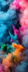Poster - A mesmerizing display of vibrant colors swirling through clouds of powder, capturing the essence of creativity and energy in a stunning visual spectacle.