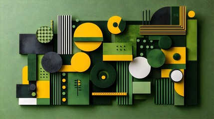 Poster - Dynamic geometric art installation creative studio abstract design indoor space top view modern aesthetic