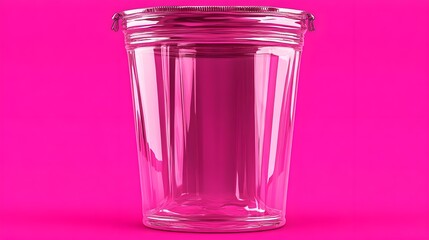Poster - Clear plastic bucket on bright pink background studio shot modern design aesthetic