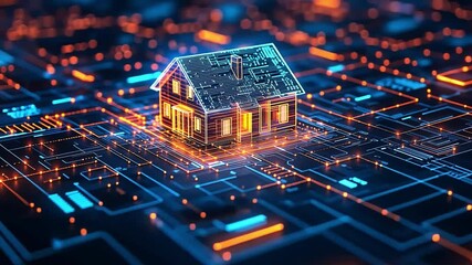 Poster - Digital house concept showcasing smart technology integration in modern architecture