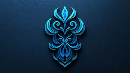 Poster - Elegant Blue Floral Design: 3D Paper Cut Art Abstract Background Image