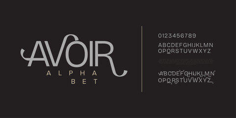 Poster - Avoir typography beauty fashion elegant minimalist serif italic fonts decorative wedding vintage retro logos. Minimal luxury font alphabet logo. Vector illustration