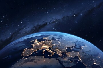 Wall Mural - starry night sky over half the earth