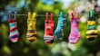 © alindiyani - Colorful Socks Drying on a Clothesline