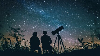 Stargazing Couple Under Milky Way